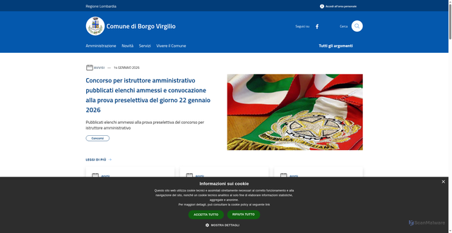 Security scan screenshot of https://www.comune.borgovirgilio.mn.it/it