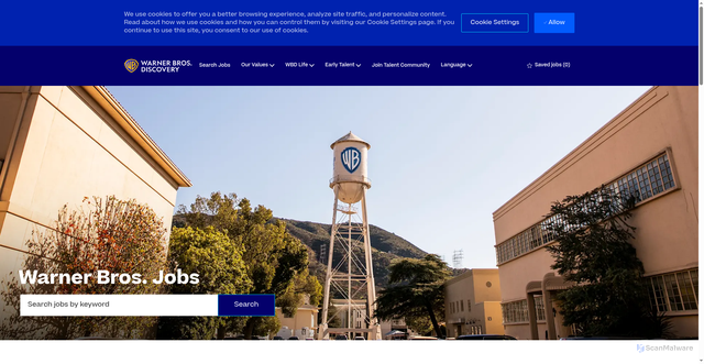Security scan screenshot of https://careers.wbd.com/warner-bros-jobs