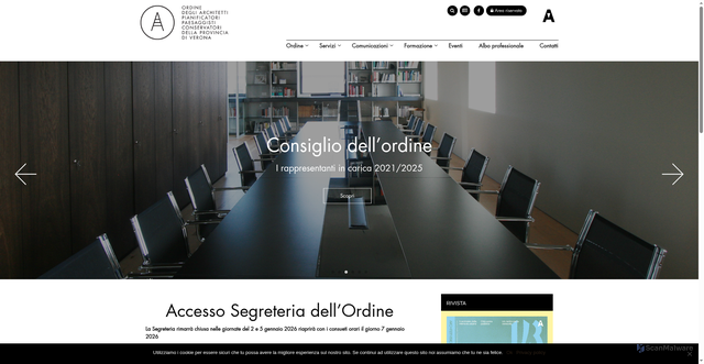 Security scan screenshot of https://architettiverona.it/