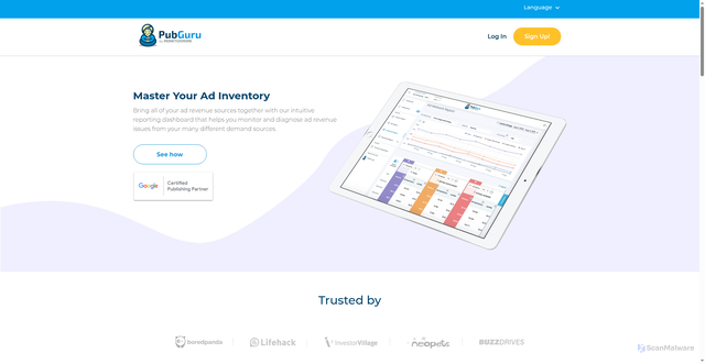 Security scan screenshot of https://pubguru.com