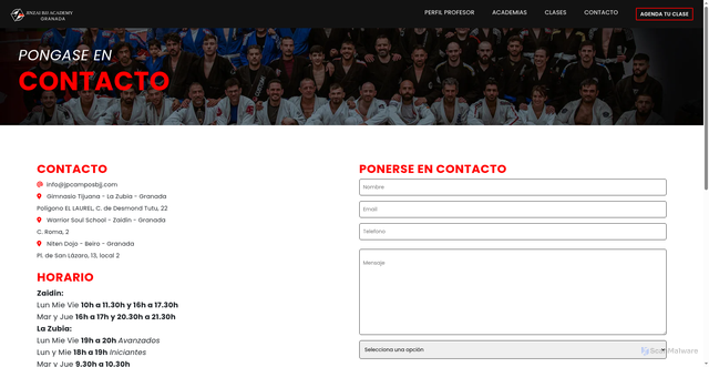 Security scan screenshot of https://jinzaibjj.com/pages/contacto.html