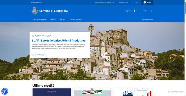 Security scan screenshot of https://www.comune.cancellara.pz.it/