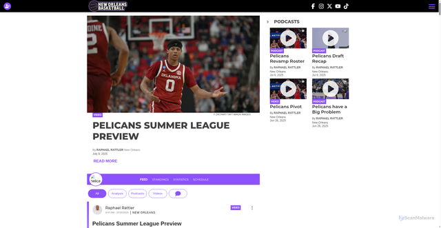 Security scan screenshot of https://www.neworleans.basketball/team/pelicans