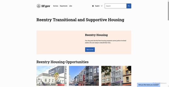 Security scan screenshot of https://www.sf.gov/reentry-transitional-and-supportive-housing