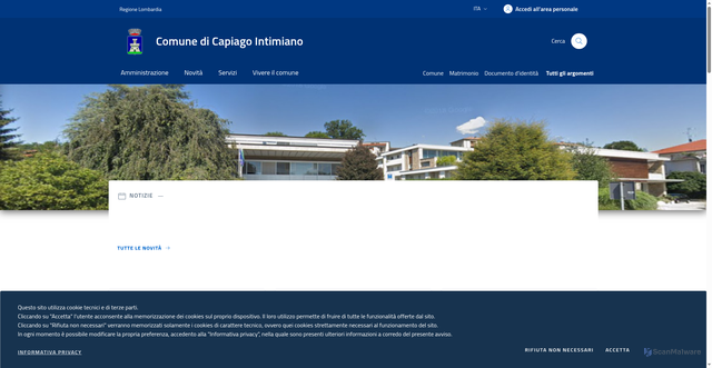 Security scan screenshot of https://www.comune.capiago-intimiano.co.it/