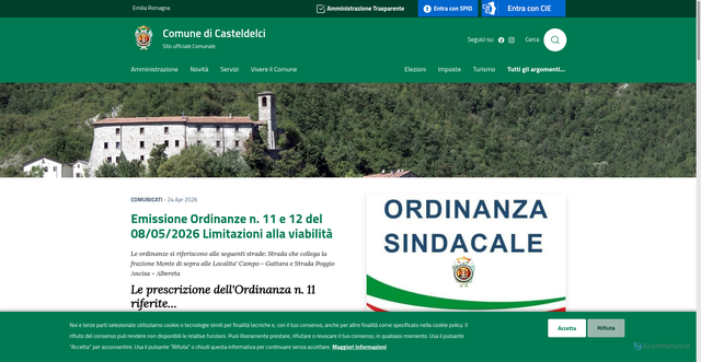 Security scan screenshot of https://www.comune.casteldelci.rn.it