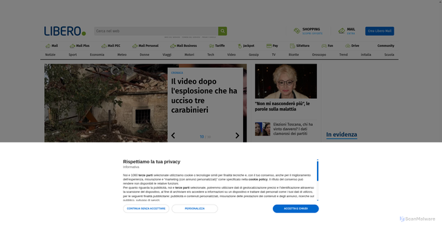 Security scan screenshot of https://www.libero.it/
