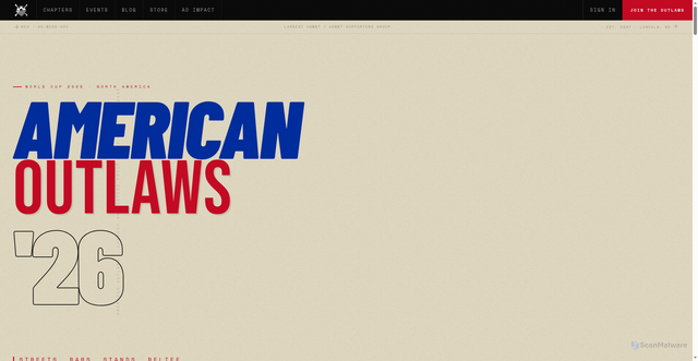 Security scan screenshot of https://theamericanoutlaws.com/
