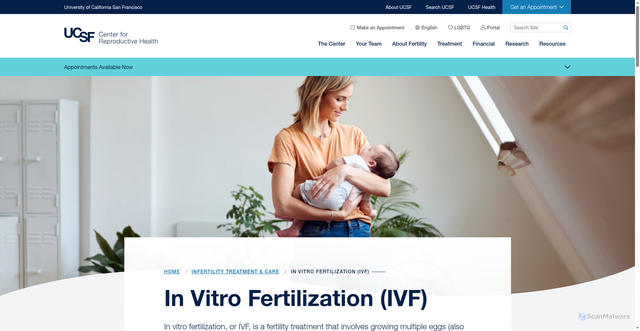 Security scan screenshot of https://crh.ucsf.edu/fertility-treatment/in-vitro-fertilization-ivf/