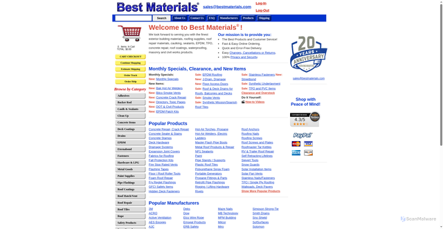 Security scan screenshot of https://www.bestmaterials.com