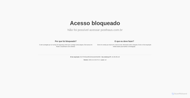 Security scan screenshot of https://www.posthaus.com.br