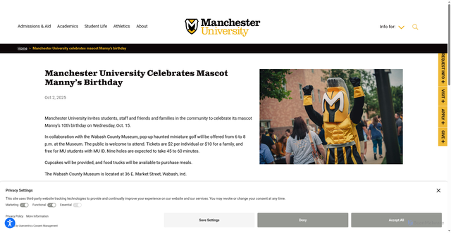 Security scan screenshot of https://www.manchester.edu/manchester-university-celebrates-mascot-mannys-birthday/
