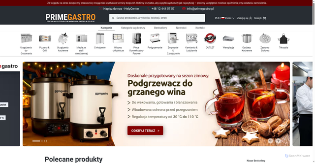 Security scan screenshot of https://primegastro.pl