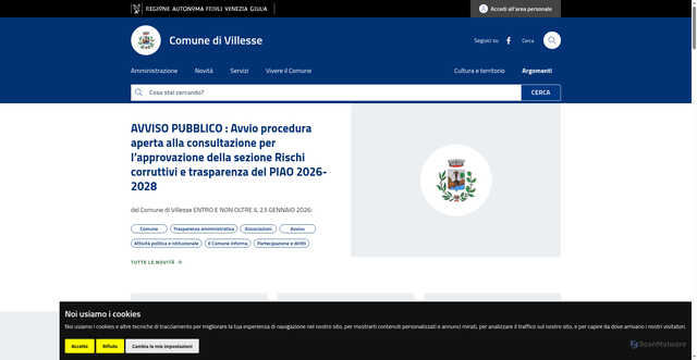 Security scan screenshot of https://www.comune.villesse.go.it/