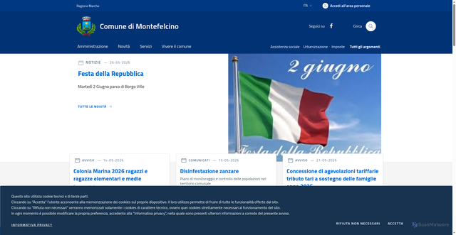 Security scan screenshot of https://www.comune.montefelcino.ps.it