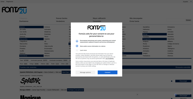 Security scan screenshot of https://es.fonts2u.com