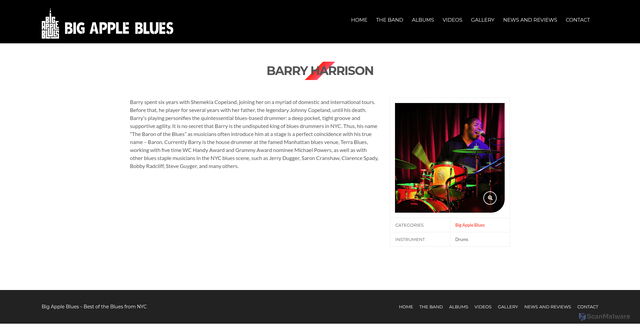 Security scan screenshot of https://bigappleblues.com/artist/barry-harrison/