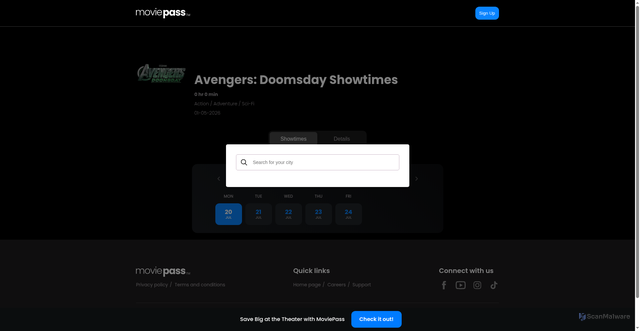 Security scan screenshot of https://showtimes.moviepass.com/movie/a265ae7d-52be-3564-976c-a626a3b9cf03