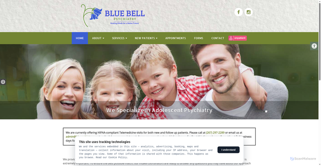 Security scan screenshot of bluebellpsychiatry.com
