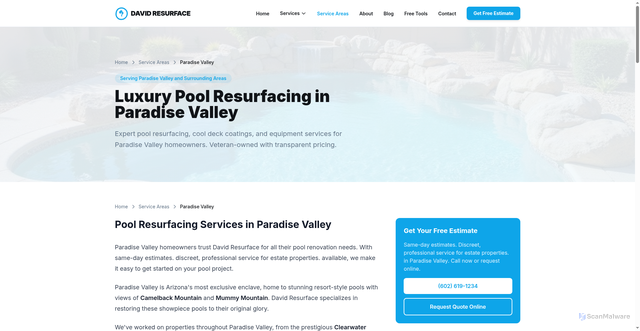 Security scan screenshot of https://lp2601241041-david-resurface-m6rz8v.pages.dev/service-areas/paradise-valley/