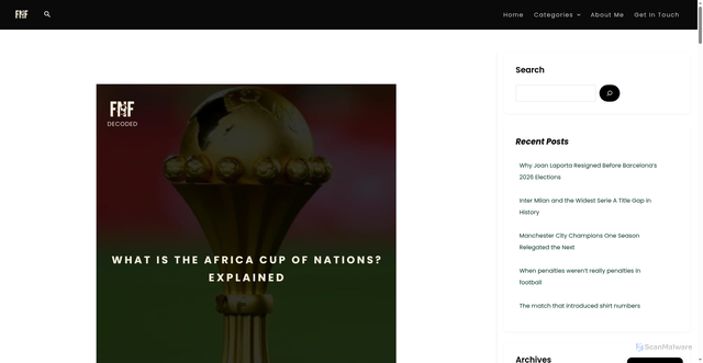 Security scan screenshot of https://false9forum.com/what-is-afcon-explained/