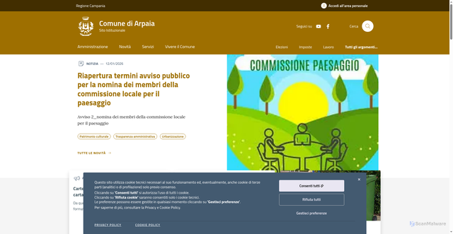 Security scan screenshot of https://www.comune.arpaia.bn.it/