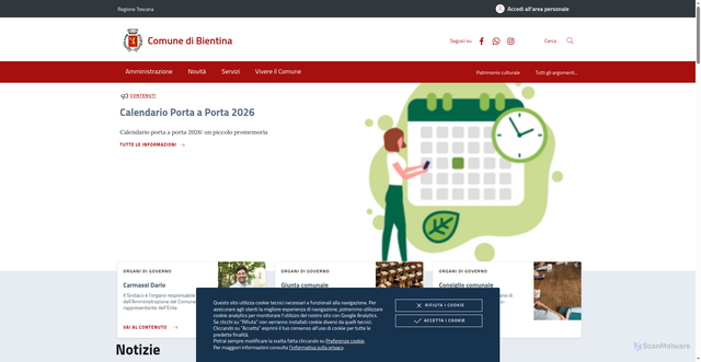 Security scan screenshot of https://www.comune.bientina.pi.it/