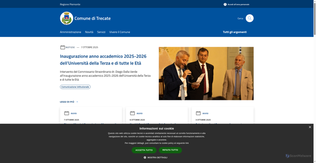 Security scan screenshot of https://www.comune.trecate.no.it/it