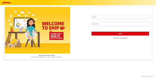 Security scan screenshot of https://ship.dhlecommerce.co.uk