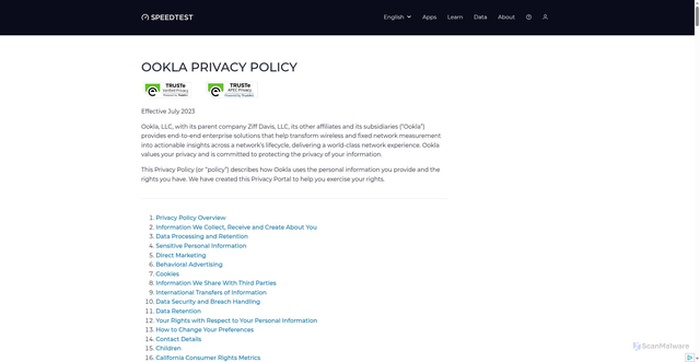 Security scan screenshot of https://umbrella-a1a.pages.dev/about/privacy