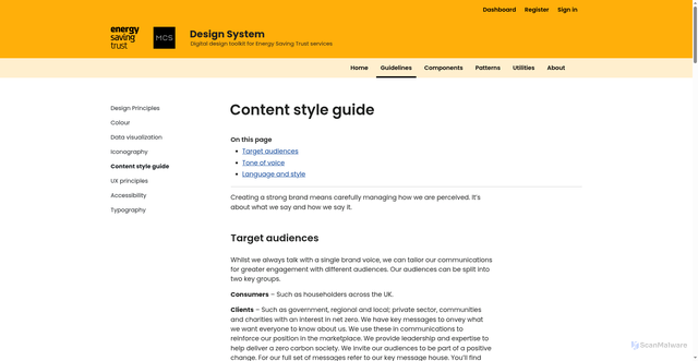Security scan screenshot of https://design-system-kvm-xlr.pages.dev/guidelines/content-style-guide.html