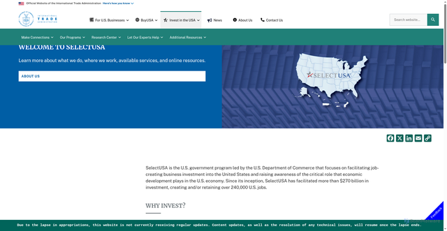 Security scan screenshot of https://www.trade.gov/selectusa