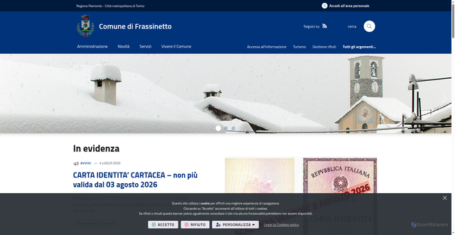 Security scan screenshot of www.comune.frassinetto.to.it