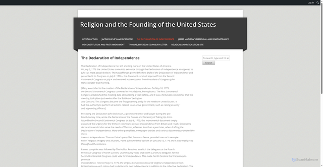 Security scan screenshot of https://people.smu.edu/religionandfoundingusa/declaration-of-independence-introduction/