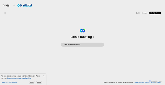 Security scan screenshot of https://whitehatevents.webex.com