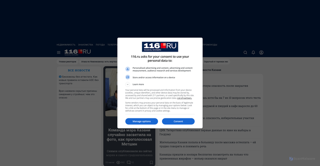 Security scan screenshot of https://116.ru