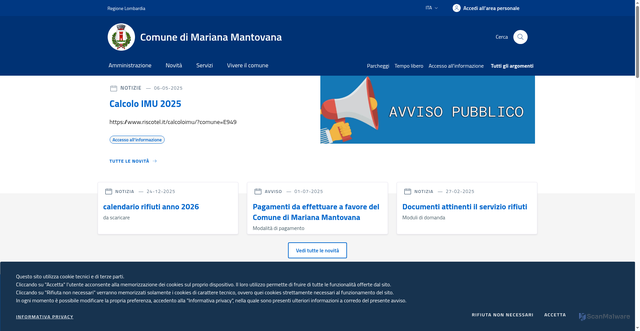 Security scan screenshot of https://www.comune.mariana.mn.it/