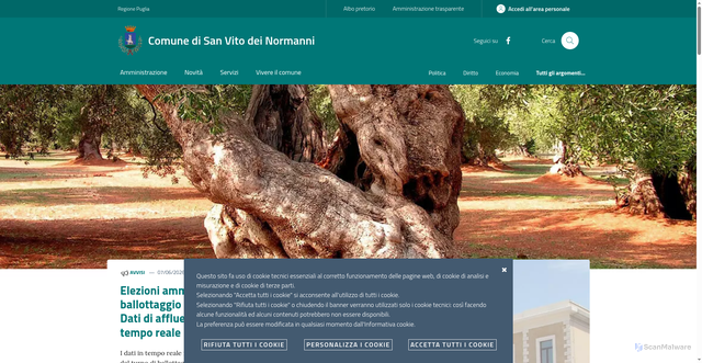 Security scan screenshot of https://www.comune.sanvitodeinormanni.br.it
