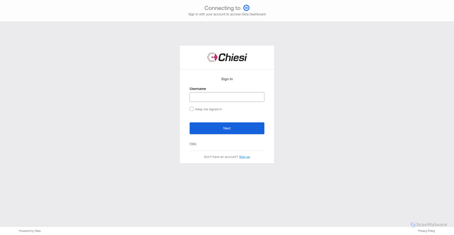 Security scan screenshot of https://chiesi.okta-emea.com