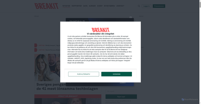 Security scan screenshot of https://breakit.se/