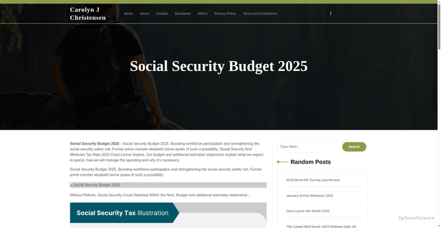 Security scan screenshot of https://carolynjchristensenm.pages.dev/ftvzt-social-security-budget-2025-jwbir/
