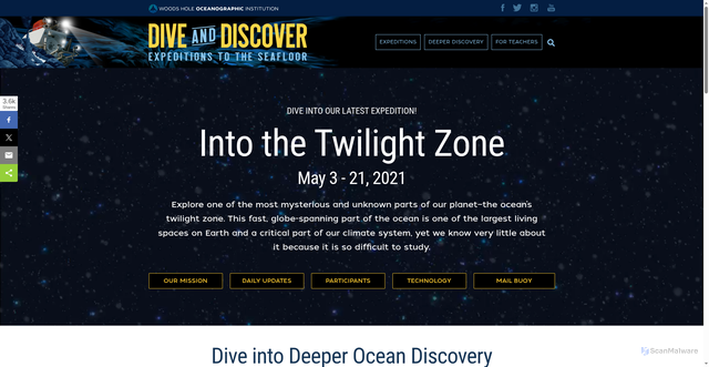 Security scan screenshot of https://www.divediscover.whoi.edu