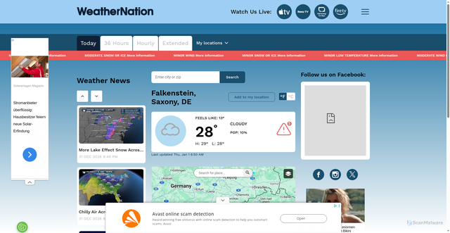 Security scan screenshot of https://weathernationtv.com