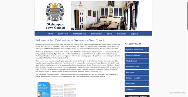 Security scan screenshot of https://www.okehampton.gov.uk/