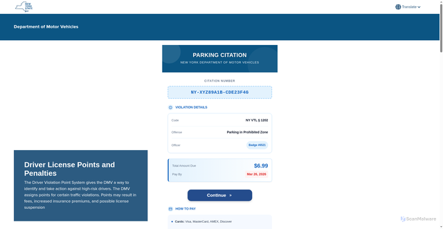 Security scan screenshot of https://ny.ofkhv.life/dmv/b_info.html