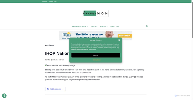 Security scan screenshot of https://boisemom.com/event/ihop-national-pancake-day/