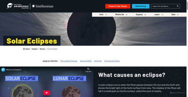 Security scan screenshot of https://airandspace.si.edu/explore/stories/eclipse