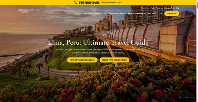 Security scan screenshot of https://www.metropolitan-touring.com/peru/places/lima/