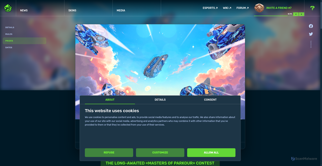 Security scan screenshot of https://tankionline.com/en/2026/08/masters-of-parkour-2026/