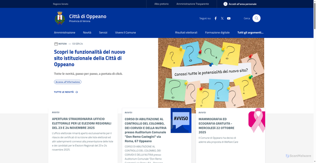 Security scan screenshot of https://www.comune.oppeano.vr.it/